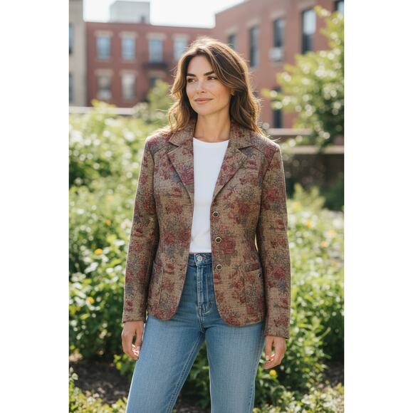 Coldwater Creek Women's Floral Three Button Blazer Size XL - Picture 1 of 4